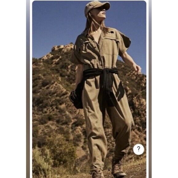 Free People Movement Coverall Jumpsuit Size XS Green Stone Washed Snap Utility - Picture 1 of 16